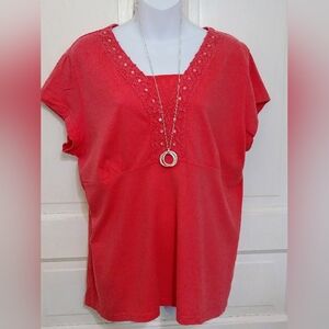 🌺BUNDLE ONLY🌺 Classic Elements Red Relaxed Embellished Blouse
